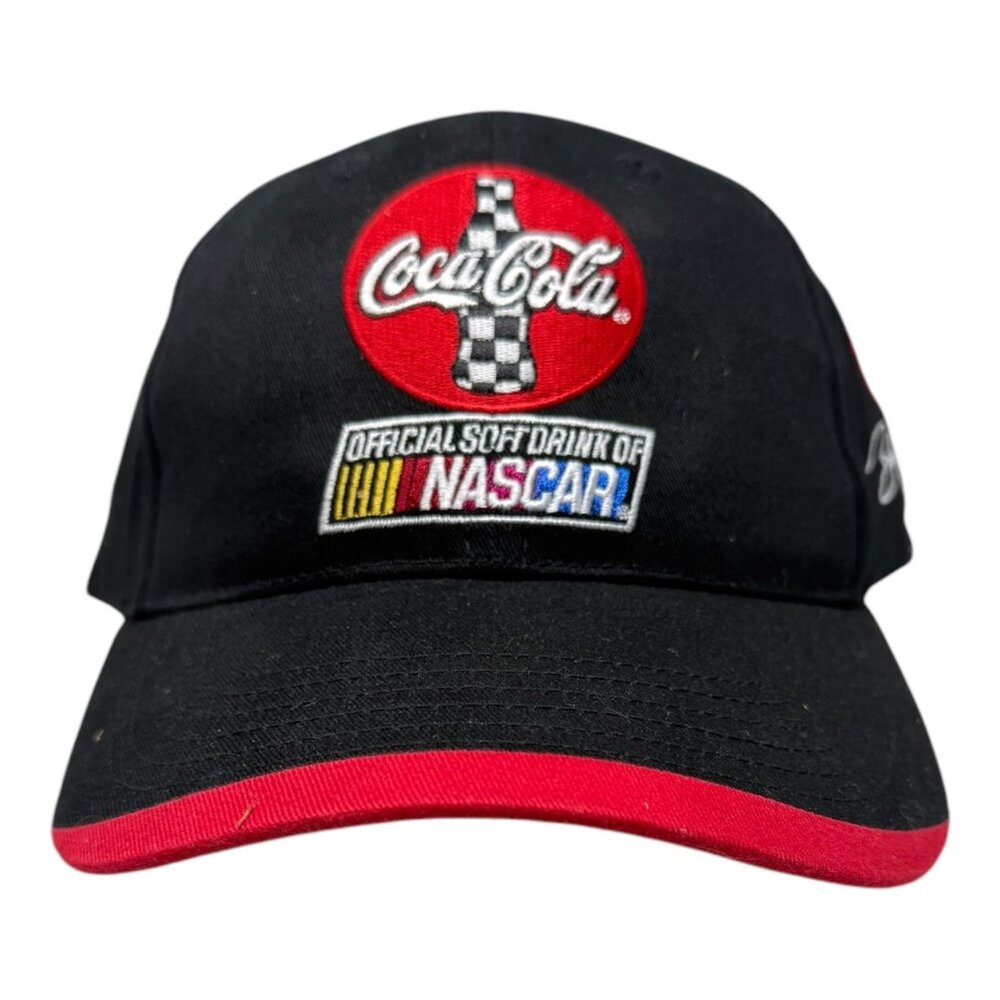 Coca-Cola NASCAR Bill Elliott No 43 Adjustable Black Red Baseball Cap Signature